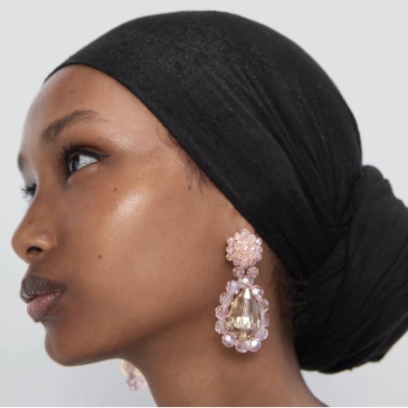 New Clear Crystal Acrylic Dangle Drop Earrings Pink Big Dangle Fresh Spring - Picture 6 of 13